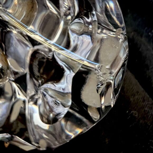 Vintage Cofrac Art Verrier France HEAVY Clear Crystal Centerpiece Vase 10" - Picture 10 of 11